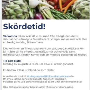 Skördetid – Matlagning 14 aug